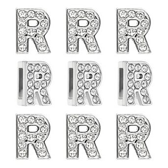 30 pc Letter Charm, Rhinestone Crystal Alphabet Slide Wristbands Pendant for Jewelry Making