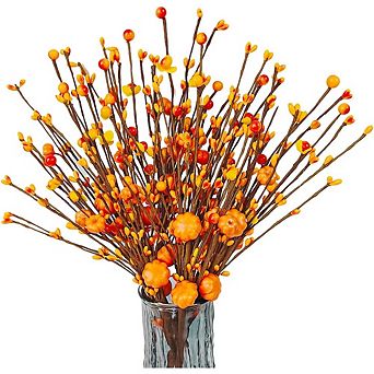 15.75 in Fall Pumpkin Floral Stems with Berry Picks for Autumn Decor