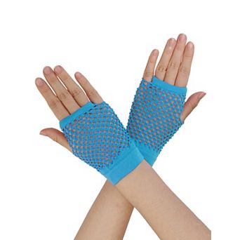 Women's Fingerless Mesh Fancy Dress Party Costume Accessories Fishnet Short Gloves 2 Pairs