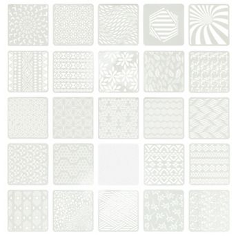 5.91" 25 pc Painting Stencils Reusable Stencil, Templates Stencils for Painting Milky White