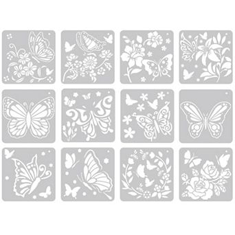 12 pc Painting Stencils Reusable Stencil, Templates Stencils for Painting Milky White