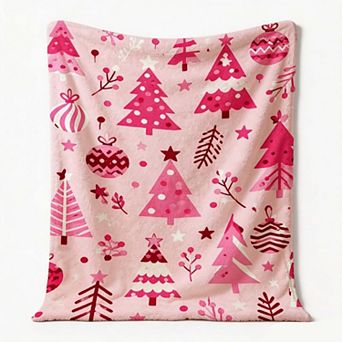 Christmas Holiday Blanket, Ornament Christmas Tree Star Whimsical Holiday Flannel Blanket