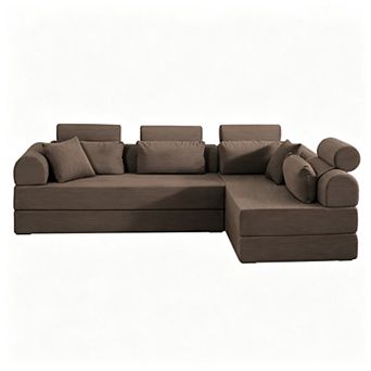 6‑in‑1 Convertible Corduroy Sleeper Sofa Bed, No‑Assembly Modular Foldable Guest Couch