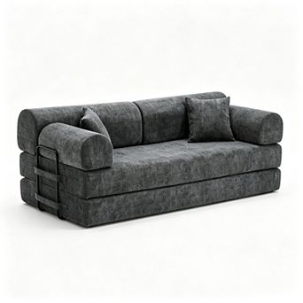 78" W 6-in-1 Bouclé fabric Foldable Sofa Bed with High-Rebound Density Sponge