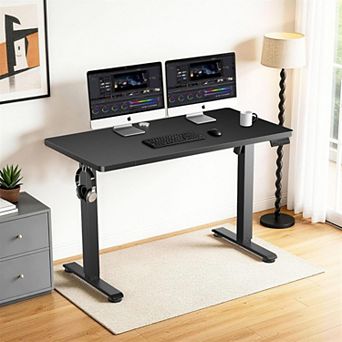 Height Adjustable Electric Standing Desk with 3 Preset Heights, Cable Management & Hooks