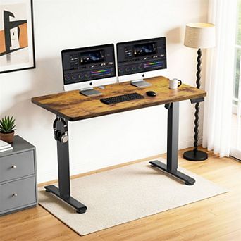 Height Adjustable Electric Standing Desk with 3 Preset Heights, Cable Management & Hooks