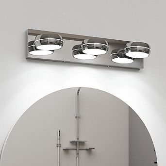 3-Light LED Vanity Light, Dimmable, 180° Rotatable, Chrome Finish, Waterproof Bathroom Wall Light