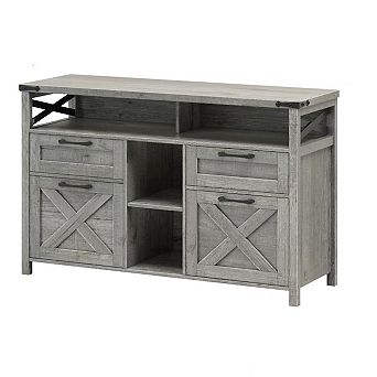 Vabches Farmhouse Filing Cabinet with 4 Drawers and Open Storage