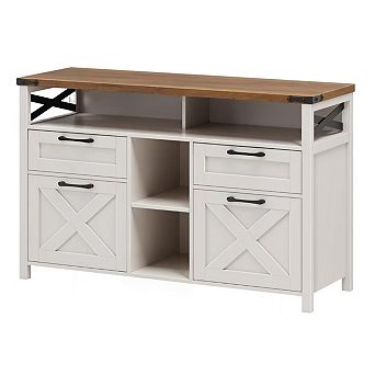 Vabches Farmhouse Filing Cabinet with 4 Drawers and Open Storage