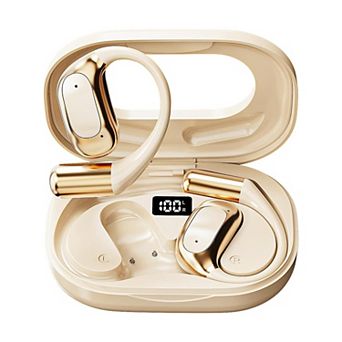 Open-back Bluetooth wireless ear hook headphones with Ergonomic Earhook Ear Buds,Led Power Display