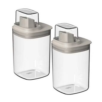 OU 34 oz 2‑Pack Clear Laundry Detergent Dispenser with Measuring Cap, Airtight Soap Organizer