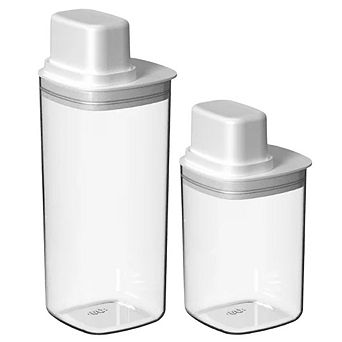 OU Food Storage Container Set, 2‑Pack 4 cup & 6 cup Pantry Organizers w/ Measuring Leak‑Proof Lids