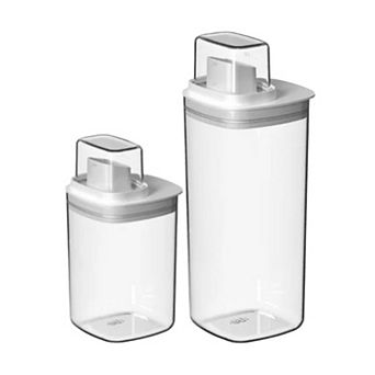 OU 34 oz & 50 oz 2‑Pack Airtight Laundry Dispenser Set with Measuring Cap Soap & Detergent Organizer