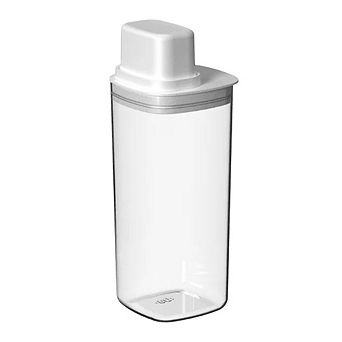 OU 6 cup Clear Plastic Airtight Food Storage Container with Measuring Cup Lid for Dry Goods