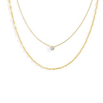 Classic Bezel Necklace and Petal Chain Set