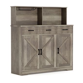 Sideboard Buffet Cabinet - Open Rack, Door & Drawer, Microwave Stand, for Kitchen
