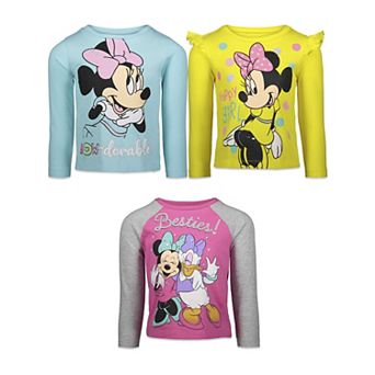 Disney's Minnie Mouse 3-Pack Glitter Long Sleeve Tees