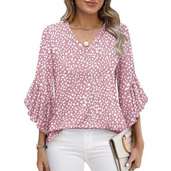 Women's 3/4 Sleeve Flared Cuff Casual Shirt Blouse Top