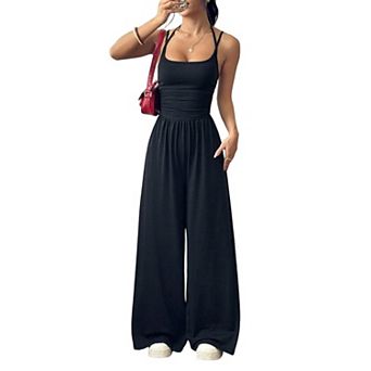 Women's Halter Wide Leg Jumpsuit Long Pants One Piece