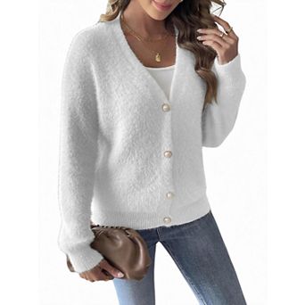 Women's V Neck Long Sleeve Button Front Cardigan Sweater
