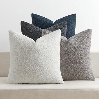 Textured Boucle Throw Pillow Covers Set, Soft Solid Accent Cushion Cases
