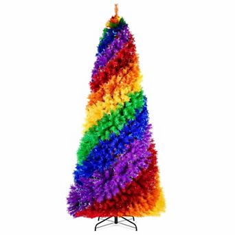 Rainbow Spiral Christmas Tree with 1248 Tips and Metal Stand