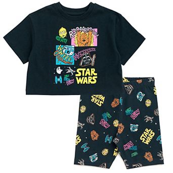 Star Wars 2 pc Cropped Tee and Bike Shorts Set
