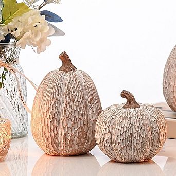Artificial Pumpkin Décor, Brown and White Decorative Pumpkins