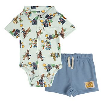Star Wars 2 pc Button Down Shirt and Shorts Set