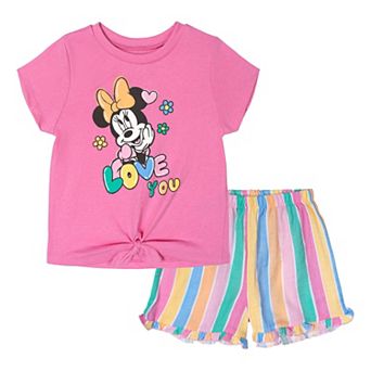 Disney's Minnie Mouse 2 pc Short Sleeve Tee and Gauze Shorts Set
