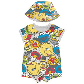 Sesame Street One Piece Romper and Hat Set