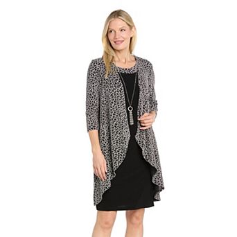 Women's R&M Richards 2 pc Metallic Animal Print Jacket & Dress Set With Necklace