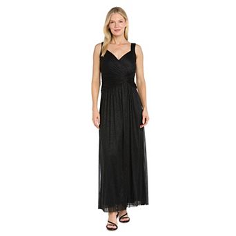 Women's R&M Richards Twist Knot Glitter Chiffon Wrap Maxi Dress
