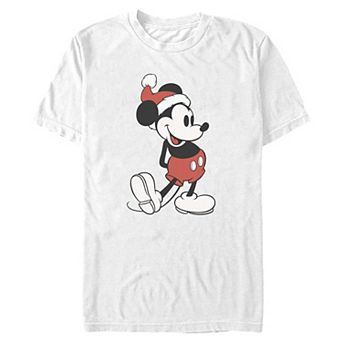 Big & Tall Disney's Mickey Mouse Wearing Santa Hat Graphic Tee