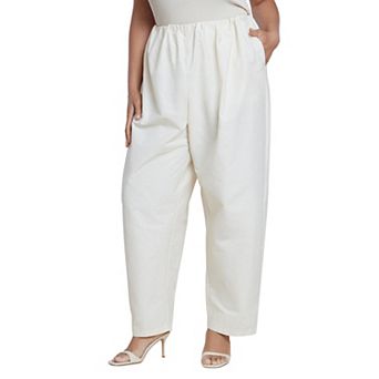 ELOQUII Women's Plus Size Cotton-Blend Straight Leg Pant