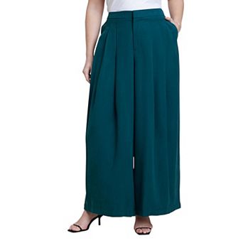 ELOQUII Women's Plus Size Pleated Wide-Leg Trouser