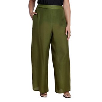 ELOQUII Women's Plus Size Sheer Lightweight Wide Leg Pant