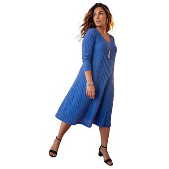 Catherines Women's Plus Size Wave Soft Knit Fit & Flare Dress