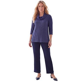 Catherines Women's Plus Size Wave Soft Knit Cowl Neck Top