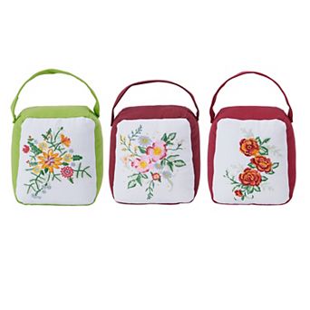Elements Floral Embroidered 3 pc Door Stopper Set