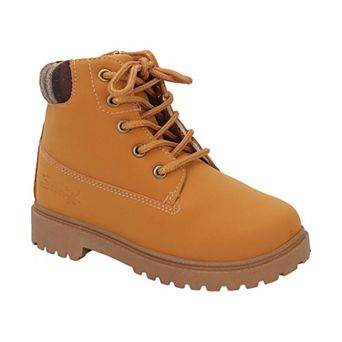 Yoki Lace-Up Boys Combat Boots With Plaid Detail