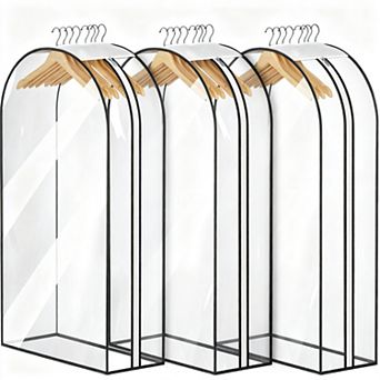 3 Pack 40 Inch Clear Garment Bags Hanging For Suits Dresses Coats