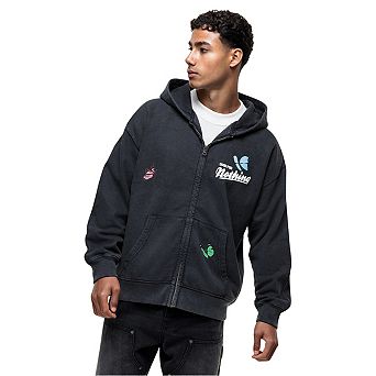Good For Nothing Mens Butterfly Oversized Full Zip Hoodie
