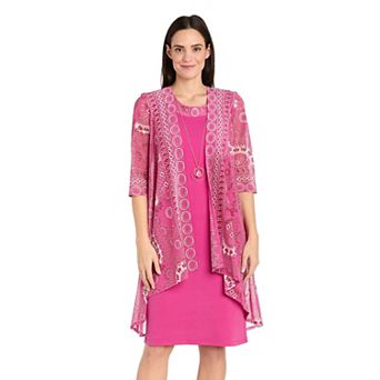 Women's R&M Richards Printed 3/4-Sleeve Jacket & Tank Dress 2 pc Set