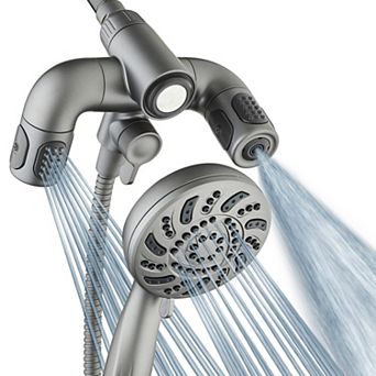 High Pressure 14 Zone Shower System, Dual Adjustable Arm Magnetic Handheld, Scrubbing Hose
