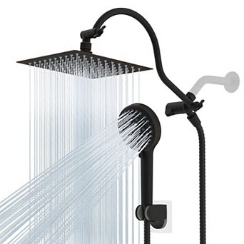 All Metal Rain Shower Head Combination Handheld 12" Adjustable Extension Arm