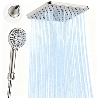 Dual Handheld Shower Head 2-in-1 Rainhead System 10 Modes Tall Handheld Shower Head