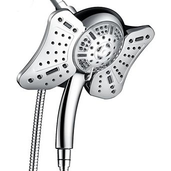 Dual Shower Head Handheld Shower Combination 9 Modes 60 Inch Hose Chrome S 304 Stainless Steel