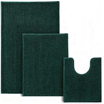 Bathroom Rugs Set Non Slip Chenille Bath Mat Ultra Soft Absorbent Washable