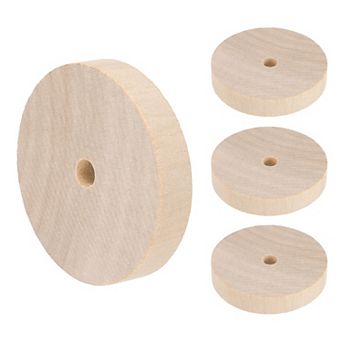 4 pc Slab Wooden Wheel, Flat Unfinished Wood Hobby Wheel for DIY